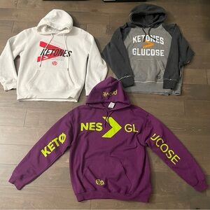 3 Pruvit Ketones Sweatshirt Graphic Hoodies - Womens Size M/L
